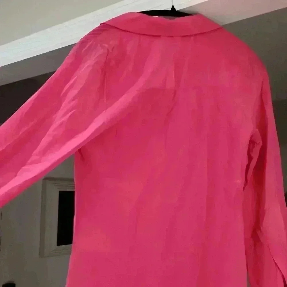 Pink Lilly Pulitzer Silk Collared Split Neck Blou… - image 4